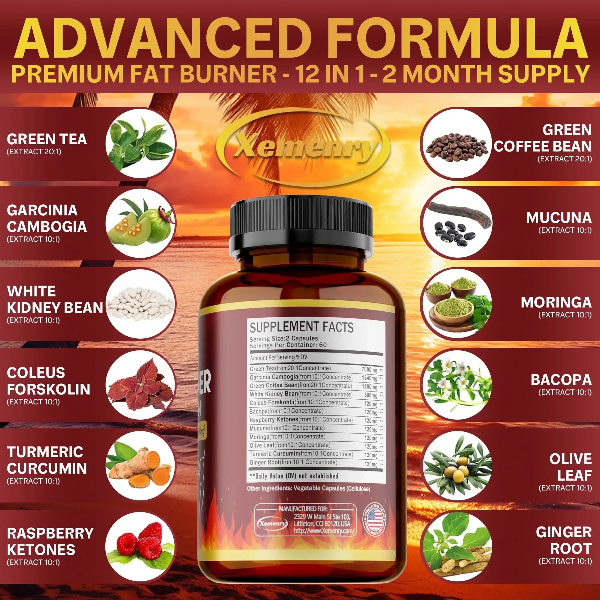 Green Tea Extract Capsules - Fat Burning, Detox, Slimming, Boosts Metabolism and Weight Management Supplement