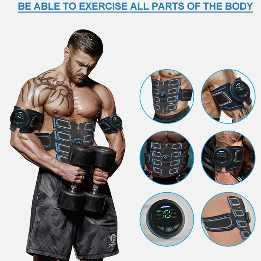 EMS Muscle Stimulator Abs Trainer Abdominal Muscle Toner Massage Toning Belt Body Slim Weight Loss Fitness Massager Rechargeable